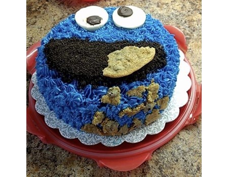 8” Cookie Monster cake. Chocolate cake with vanilla buttercream
